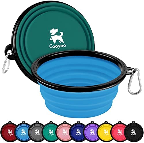 COOYOO Collapsible Dog Bowl,2 Pack Collapsible Dog Water Bowls for Cats Dogs,Portable Pet Feeding Watering Dish for Walking Parking Traveling with 2 Carabiners