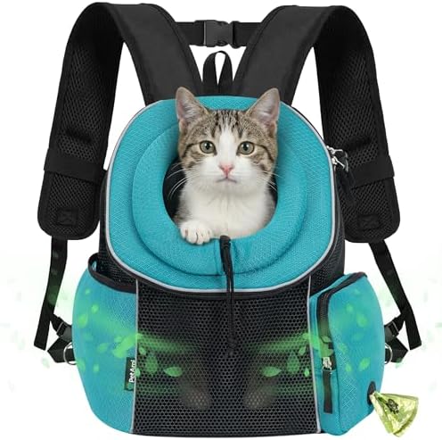 PetAmi Dog Carrier Backpack, Hands Free Front Pet Carrier, 14lbs, Teal Blue