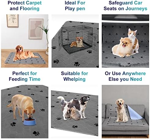 Washable Pee Pads for Dogs + Free Puppy Grooming Gloves/Quilted, Fast Absorbing Machine Washable Dog Whelping Pad/Waterproof Puppy Training Pad/Housebreaking Absorption Pads
