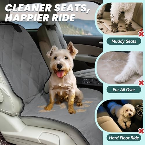 VIVAGLORY Dog Front Seat Cover Car Seat Protector, L, Grey, 2Pack