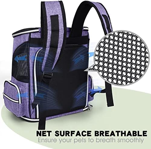 BAGLHER Expandable Pet Carrier Backpack，Pet Backpack for Small Cats Puppies Dogs Bunny, Airline-Approved Ventilate Backpack for Travel, Hiking and Outdoor Use. Purple