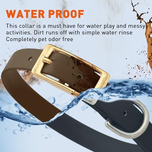 Viper Biothane Heavy Duty Waterproof Dog Collar Strong Coated Nylon Webbing w/Solid Brass Hardware Odor-Proof Easy to Clean High Performance Fits Small Medium or Large Dogs, Dark Chocolate Brown