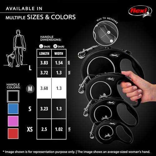 FLEXI® Classic Cord Retractable Dog Leash, Medium, 26 ft - Black