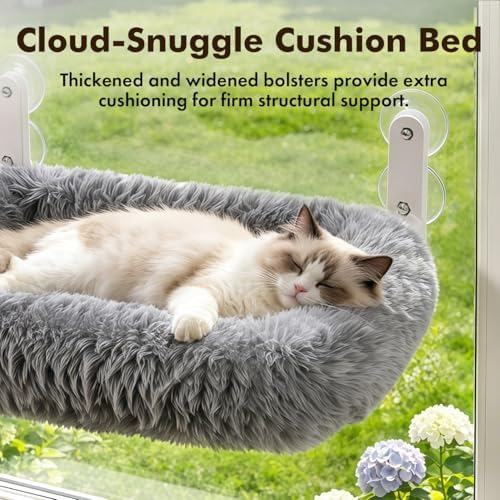 Zoratoo Foldable Cat Window Perch, Widened Cushion Cat Bed for Large Cats