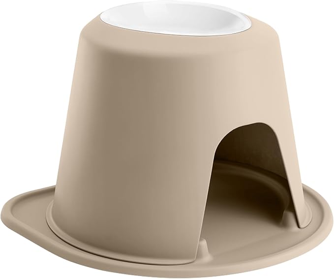 WeatherTech Single High Pet Feeding System w/Plastic Dog/Cat Bowls - 10" High Stand Tan (PSH6410TNTN)