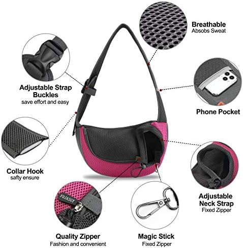 FDJASGY Pet Sling Carrier for Small Dogs Cats,Breathable Mesh Travelling Hand Free Puppy Backpack with Pouch and Adjustable Strap Carrier