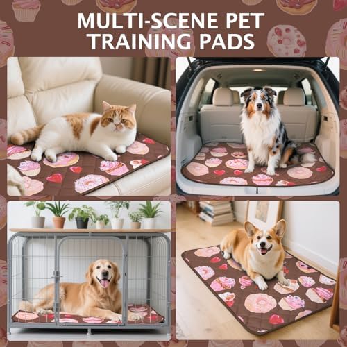 IEUUMLER Washable Pee Pads for Dogs, 2 Pack Cake Pattern Reusable Waterproof Puppy Potty Pads, Non-Slip Absorbent Pet Training Pads for Playpen Crate Bed EU015 Coffee Cake, 41x41
