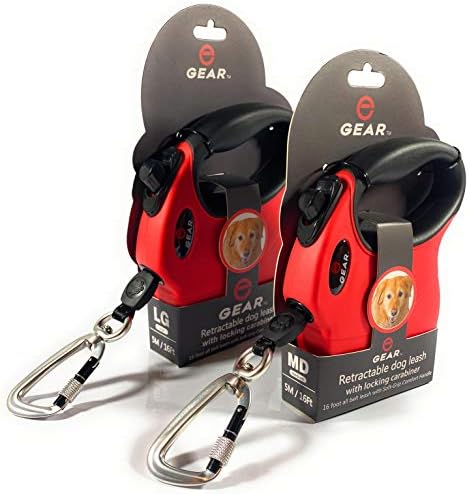 Enthusiast Gear Retractable Dog Leash for Large and Medium Dogs with Locking Carabiner | Heavy Duty 16 ft Strong Reflective Polyester Webbing, 1-Button Break & Lock, Anti-Slip Handle, Tangle Free