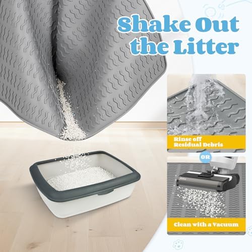 Cat Litter Mat, 47x35in Extra Large Litter Trapping Mat, Grey