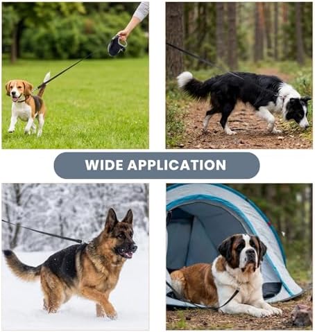 33ft Retractable Dog Leash, One-Button Control, Reflective Strips
