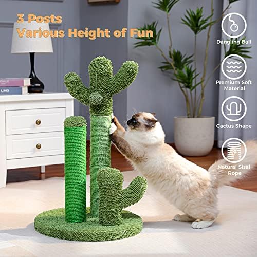 PAWZ Road Cat Scratching Post 27” Cactus Cat Scratcher with Toy Ball Large