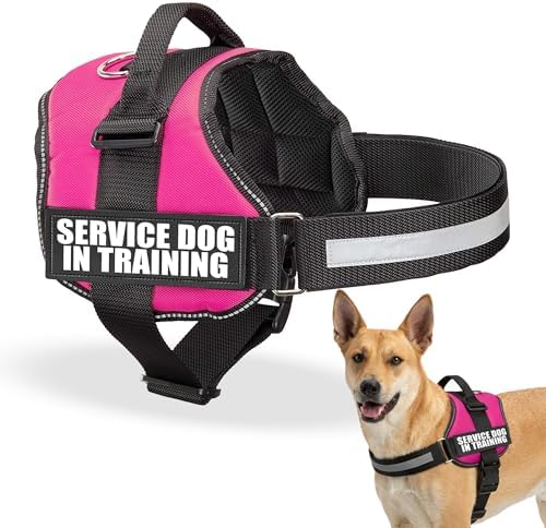 Industrial Puppy Service Dog in Training Vest Harness, Large 27"-33", Pink