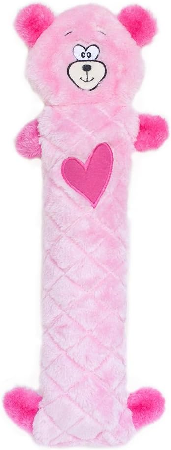 ZippyPaws Jigglerz - Dog Squeaky Toys to Keep Them Busy, Funny Animal Plush for Small, Medium, & Large Dogs, Cute Stuffed Puppy Toy, Pet Product, Gift for All Breeds, Interactive Squeaker - Pink Bear