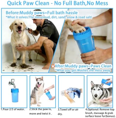 Dog Paw Cleaner Cup with Detachable Top Brush for Large & XL Dogs