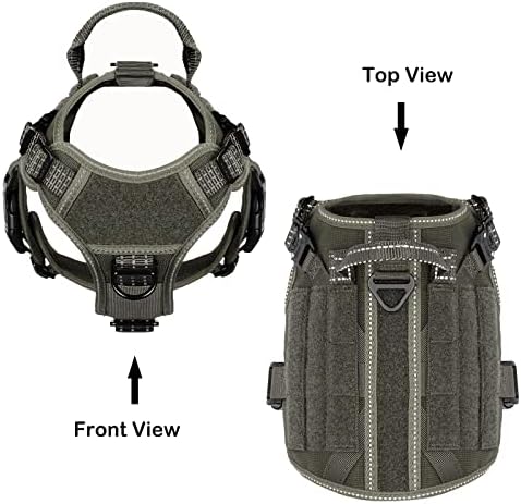 ICEFANG Tactical Dog Harness for Small Dogs,Reflective No Pull Dog Vest