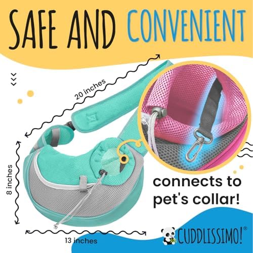Cuddlissimo Small Dog Sling Carrier, Pet Cat Sling, Puppy Pouch - Lagoon-S