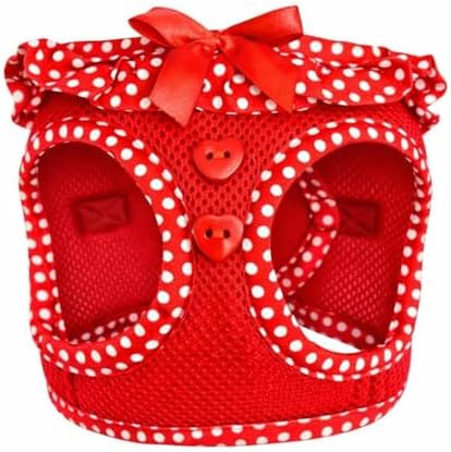 Doggie Design No Choke Dog Harness - Simple Step-in and Go Dog Vest for Small, Medium, and Large Breeds - Breathable Mesh Polyester Pet Harness - Red Polka Dot - XS