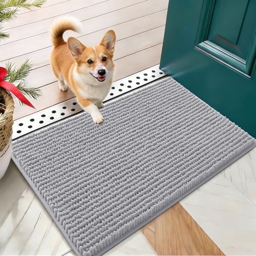 OLANLY Dog Door Mat for Muddy Paws 24x16, Extra Absorbent Chenille Mud Mat