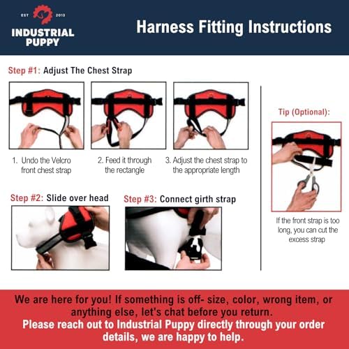 Industrial Puppy Emotional Support Vest Harness, Medium 25-32 in, Red