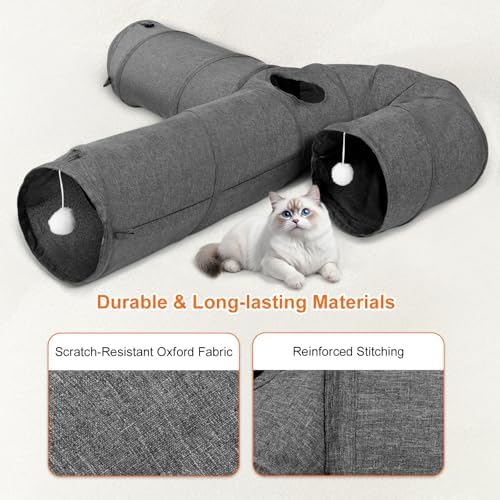 Ownpets 10" Large Cat Tunnel 3-Way U-Shape Oxford Fabric for Large Cat