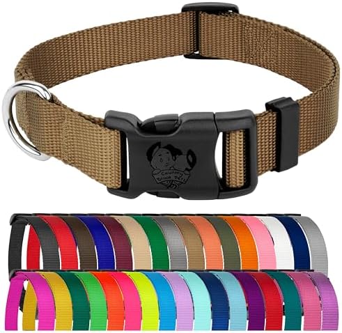 Country Brook Petz - Everyday Nylon Dog Collar for Large, Medium, and Small Dogs and Puppies - for Everyday Use in 30+ Colors (Medium, 3/4 Inch Wide, Coyote Tan)