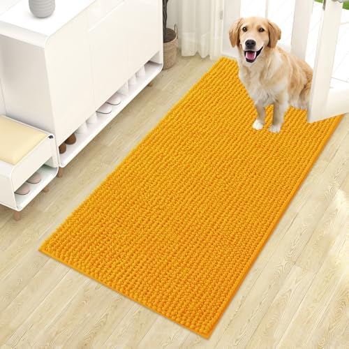 OLANLY Dog Door Mat for Muddy Paws 44x24, Extra Absorbent Chenille Mud Mat