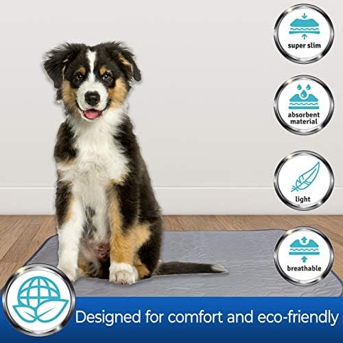 Pet Magasin Highly Absorbent Reusable Washable Pet Pads for Crate or Training with Waterproof Bottom (Pack of 3) (Pack of 3) (Grey, 27x16 Inch)