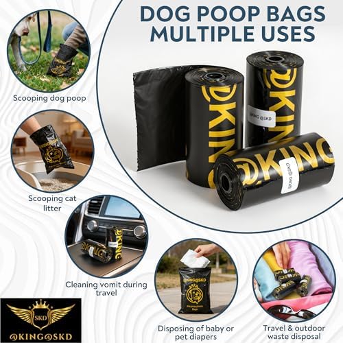 Dog Poop Bags Dispenser Stainless Steel Holder with Pet ID Tag | 555 leak proof bags dispenser and steel holder with writable ID tag for walks training and travel