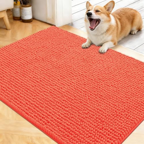 OLANLY Dog Door Mat for Muddy Paws 40x32, Extra Absorbent Chenille Mud Mat