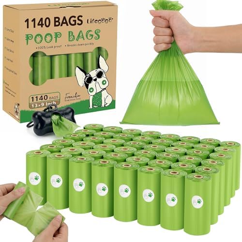 Dog Poop Bags Rolls: Extra Thick Leak Proof Easy Tear 13 x 9 in 1140 Count