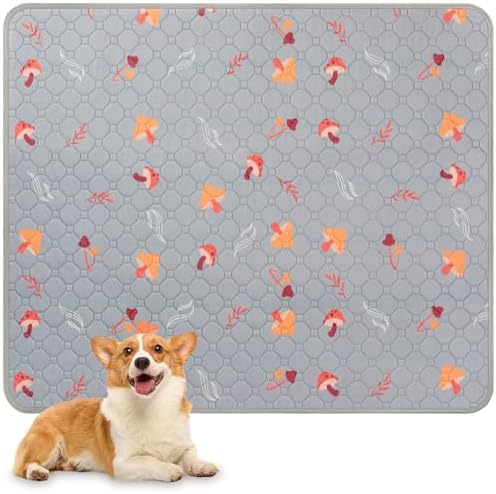 Sunheir Washable Pee Pads for Dogs, Reusable Dog Pads Extra Large Non-Slip Dog Pee Pads, Waterproof & Absorbent Pet Training Pads for Puppy Playpen, Whelping Box, Potty Training, Light Grey, 72"x 72"