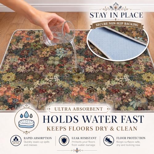 Washable Pee Pads for Dogs,Super Absorbent Reusable Puppy Potty Training Pads,Waterproof,Leak-Proof & Non-Slip Potty Pads for Floor,Whelping,Crates,Bed(Forest Bloom, 24"x36")
