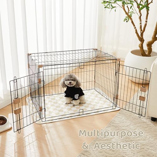 2 Pack Beige Checkered Washable Pee Pads for Dogs, Checkered Reusable Dog Pee Pads, for Puppy Playpen, Crate, Whelping Box, Potty Training, Cute Aesthetic Absorbency, Leak-Proof Non-Slip