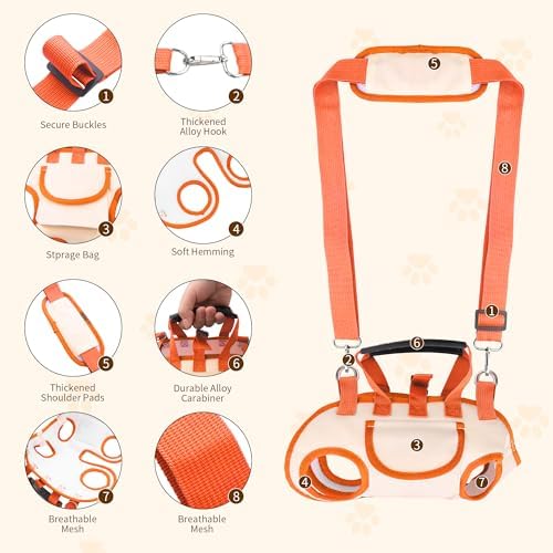 YAODHAOD Hands Free Dog Backpack Carrier for Small Dogs, Breathable Pet Carrier with Adjustable Straps,Portable Shoulder Carrier Sling Backpack for Hiking, Camping, Walking, Cycling (Orange, L)