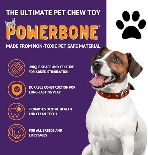 Powerbone Pet Chew Toy for Dogs - Durable, Non Toxic & Pet Safe - Best for Aggressive Chewers, Long Lasting Dental Health, Dog Teeth Cleaning, Dog Life Stages - Hockey Stick 12"