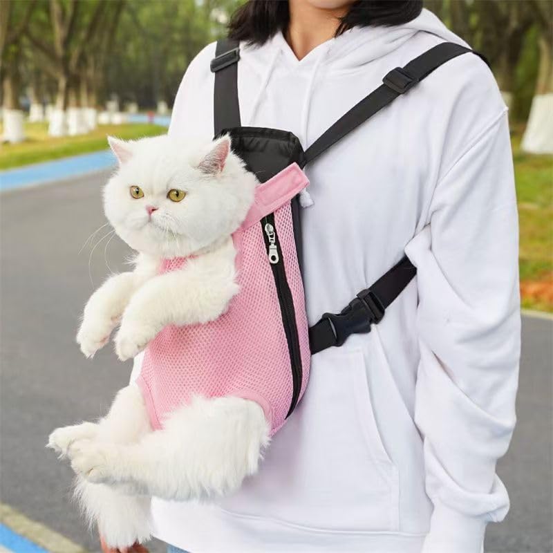 Pet Carrier Backpack, Adjustable Pet Front Cat Dog Carrier Backpack Travel Bag, Legs Out, Easy-Fit for Traveling Hiking Camping for Small Medium Big Dogs Cats Puppies (Pink, Medium)