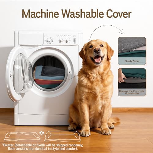 Comfort Expression Washable Dog Bed with Bolster for Medium to Large Dogs