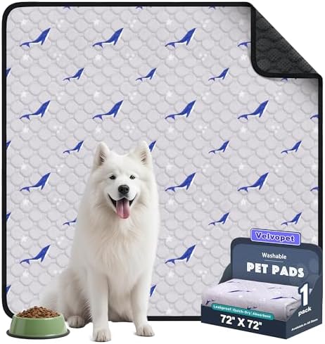 Washable Pee Pads for Dogs, 1 Pack Puppy Pads, Super Absorbent & Leakproof with Anti-Slip Bottom for Dog Training, Crates, Car, Pet Pee Pads, and Furniture Protection, 72"x72"