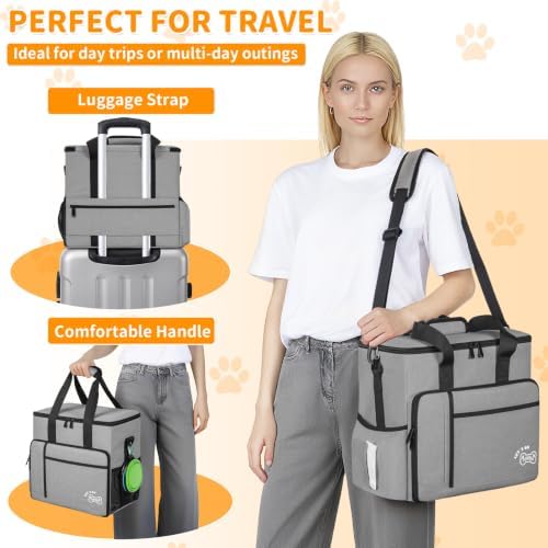 TORIBIO Large Dog Travel Bag for Supplies with Food Bowl