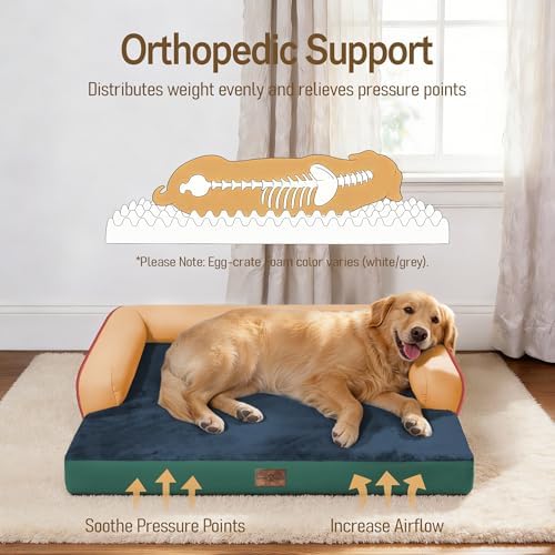 Comfort Expression Washable Dog Bed with Bolster for Medium to Large Dogs