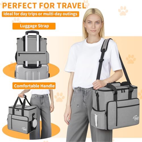 TORIBIO Large Dog Travel Bag for Supplies with Food Bowl