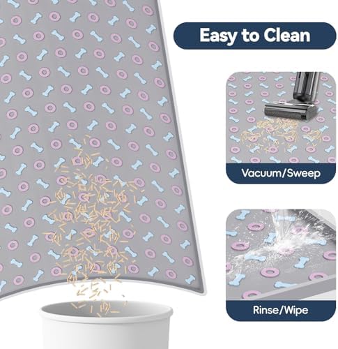Silicone Cat Litter Mat 40" x 28" Cat Mat for Litter Box, Light Grey