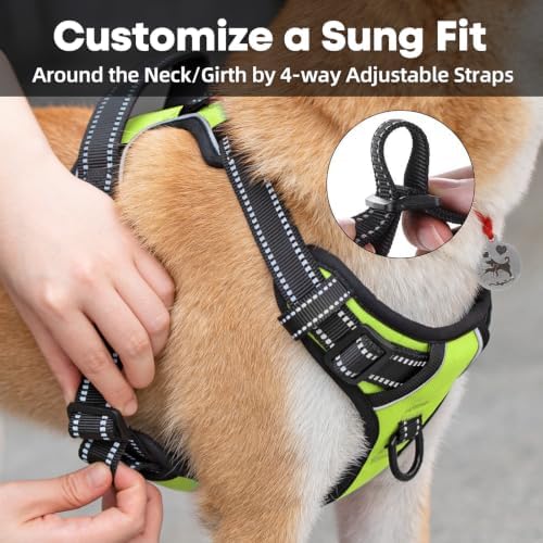 PoyPet No Pull Dog Harness Large, Reflective Vest with Front Clip & Handle