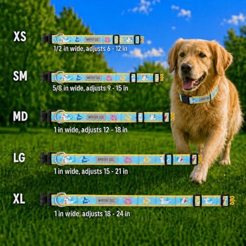 THE WORTHY DOG Summer Print, Adjustable Dog Collar, Large Dogs, Pool Party