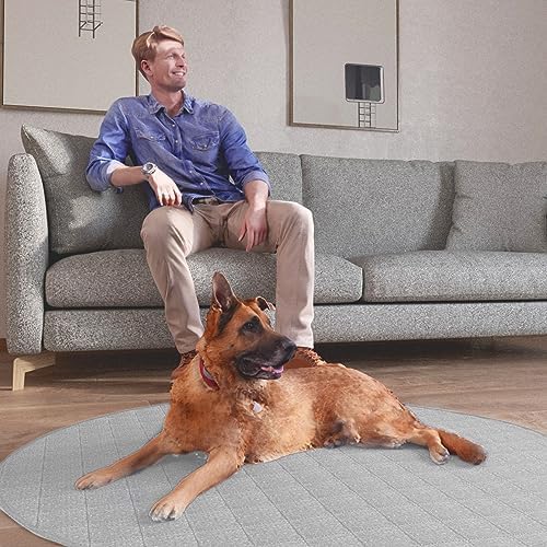 2 Pack Washable Pee Pads for Dogs 36", Washable Round Whelping Pads, Puppy Training Pads with Non-Slip Back for Playpen/Crate, Dog Housebreaking Absorption Pad, Grey