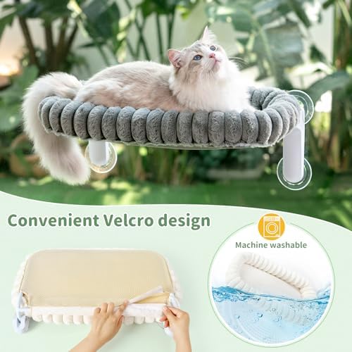 Sunhoo Foldable Cat Window Perch, Large Suction Cup Kitty Hammock, Grey