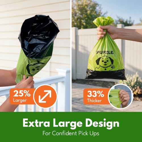 Pupzle 2-Ply Thick Dog Poop Bags, Multi-layered Hand Protection, 250 Count