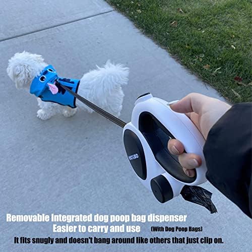 16 ft Retractable Dog Leash with Poop Bag Holder & Poop Bags
