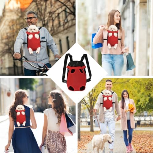 FEimaX Dog Carrier Backpack Pet Legs Out Front Cat Travel Bag, Adjustable Puppy Backpacks Carriers Hands-Free for Small Medium Dogs Cats Hiking Traveling Camping Daily Walking