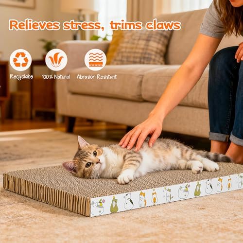 PatiencET 2 Pack Cardboard Cat Scratcher Pad with Catnips